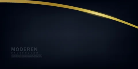 Fotobehang Abstract Dark blue and gold vector background overlap layer geometric  © ardi