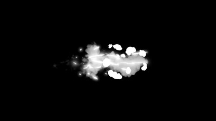 Flash smoke puff dust, 2D cartoon energy blast explosion, realistic  smoke burst elements, hand drawn sparks effect, neon glow energy, alpha channel background black, 4K smoke explosion animation. - Powered by Adobe