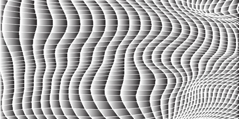 Abstract black and white striped grid background. Geometric pattern with the effect of visual distortion. Optical illusion. Op art. Vector EPS 10