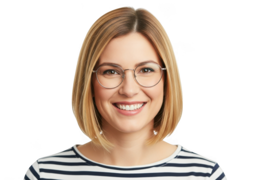 Woman wearing glasses isolated on transparent background