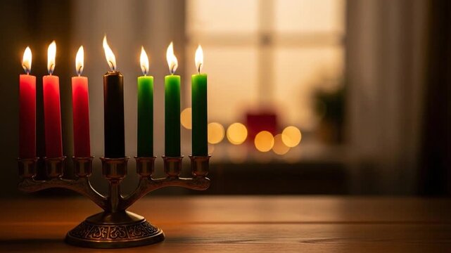 Celebrate Kwanzaa with vibrant candles, cultural unity, and space for your message of hope