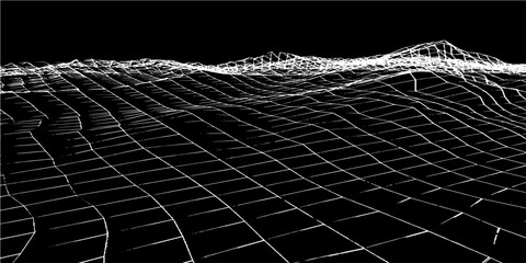 Abstract wireframe landscape background. 3d vector illustration.