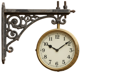 Antique Wall Clock With Roman Numerals On A Transparent Background