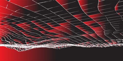 Abstract wireframe landscape background. 3d vector illustration.