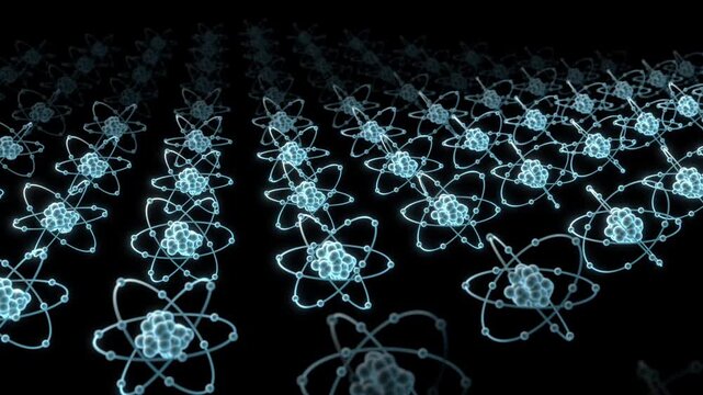 Atomic lattice structure 3D Animation loop can be used in quantum mechanics visuals, material science research, nuclear fusion concepts, and scientific education media
