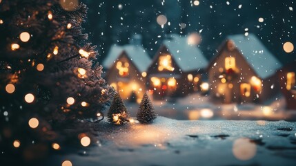 Cozy winter village covered in fresh snow