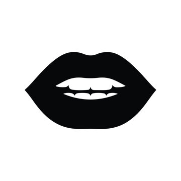 Biting Lips Silhouette Flat Minimal Vector