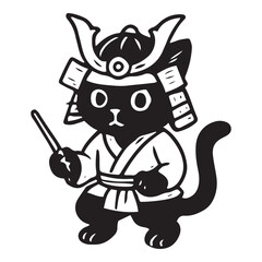 Armored Samurai Cat with Dagger Vector