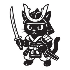 Full Armor Samurai Cat Vector Character