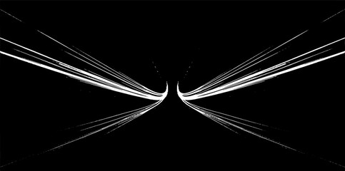 Abstract neon light rays background. A Colorful Motion Background of City Light Trails. Purple glowing wave swirl, impulse cable lines. Long time exposure. Vector