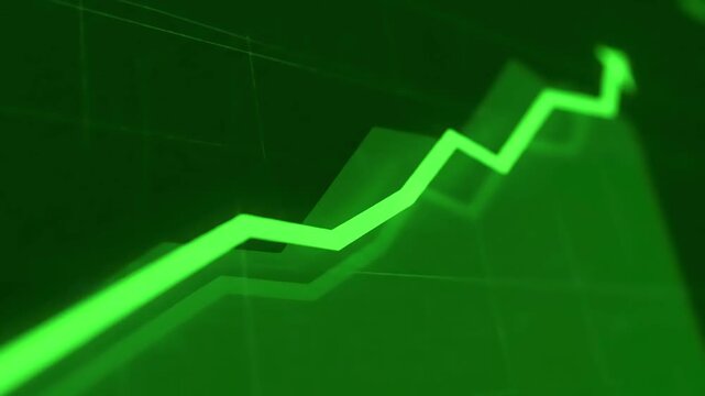 Green Screen animated stock market financial graph with uptrend line beautifully designed growing chart for trading and investment seamlessly looped scene 2 distortion, overlay, glitch, static noise