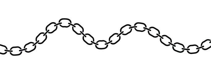 Chain pattern brush set. Realistic Strong Linked Chain Vector. Seamless metal chain in black. Vector illustration.