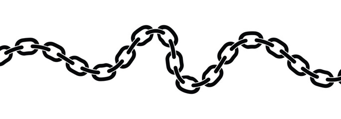 Chain pattern brush set. Realistic Strong Linked Chain Vector. Seamless metal chain in black. Vector illustration.