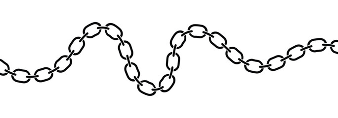 Chain pattern brush set. Realistic Strong Linked Chain Vector. Seamless metal chain in black. Vector illustration.