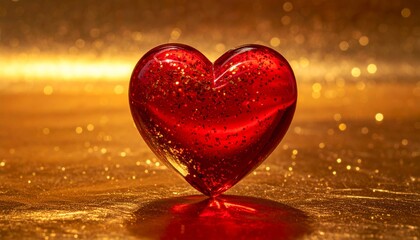 Fototapeta premium Romantic background with red heart shaped bokeh lights, a perfect symbol for Valentine's Day love and celebration