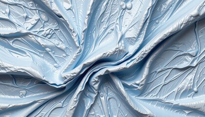 Textured Blue Surface with Leaf Patterns and Creases in a Soft Light Setting