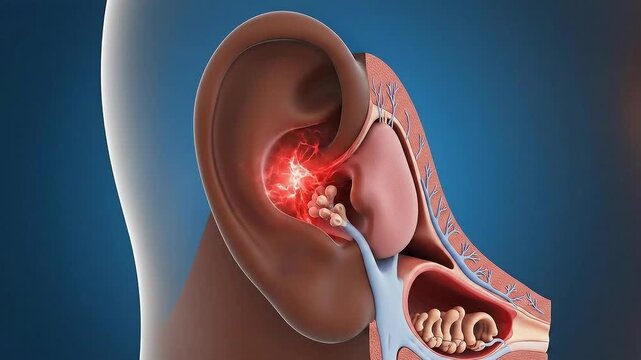 Anatomical Illustration Of The Human Ear Showing Inner Structures And Potential Inflammations For Medical And Educational