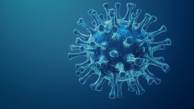 Highly detailed illustration of the virus on a blue background