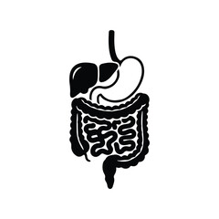 Obraz premium Human Digestive System Silhouette Flat Vector
