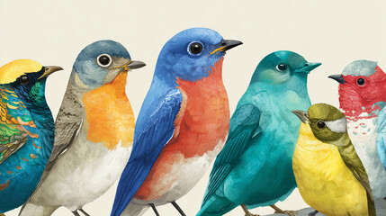 Colorful Birds Illustration for National Bird Day Celebration 
