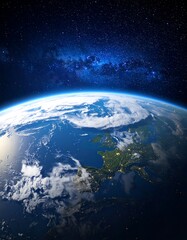 Beautiful detailed image of Earth from space with starry background