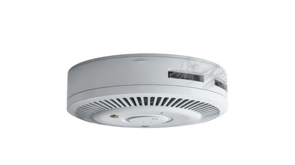 Side view of smoke detector showing sensor vents background isolated on a Transparent background, PNG file.