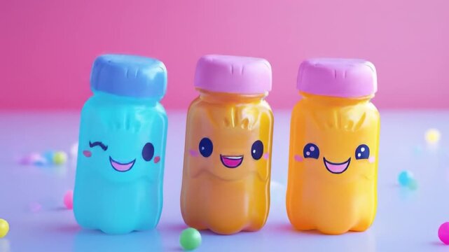 3d cute sports drink bottle character neon