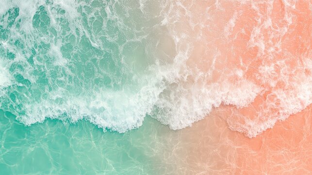 Turquoise ocean wave crashing on the shore