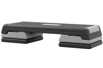 Black and Gray Aerobic Step Platform for Fitness and Exercise With Adjustable Height Options isolated on Transparent Background