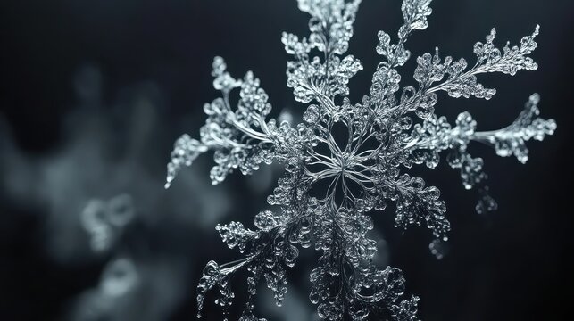 Intricate Snowflake Showing Delicate Symmetry and Ice Crystal Details