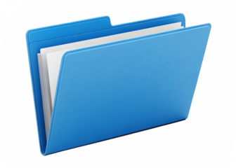  blue file folder isolated on a transparent background.