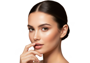 Beautiful woman with perfect skin isolated on transparent background