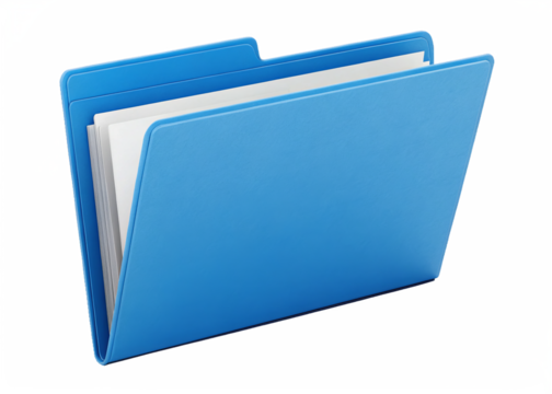  blue file folder isolated on a transparent background.