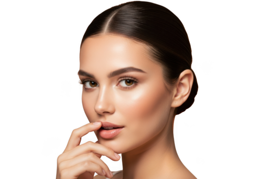 Beautiful woman with perfect skin isolated on transparent background