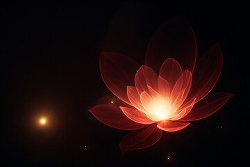 AI generated glowing lotus flower with soft radiant light emerging from darkness symbolizing inner awakening peace purity and mystical transformation in a tranquil and spiritual atmosphere