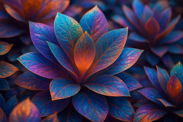 AI generated vibrant fractal botanical petals with glowing iridescent colors forming a soft surreal and dreamlike atmosphere full of calm energy and visual depth