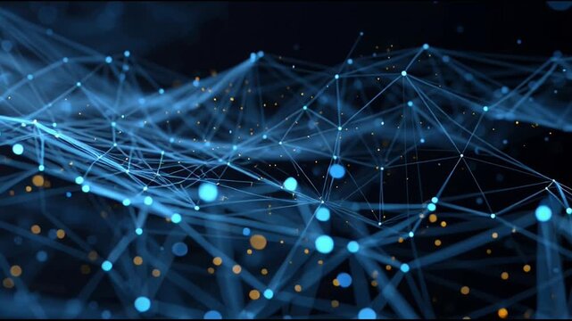 Abstract digital network connections with glowing dots and lines in blue 1.