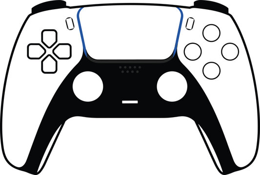 White and Black Gaming Controller with Blue Accents video game console