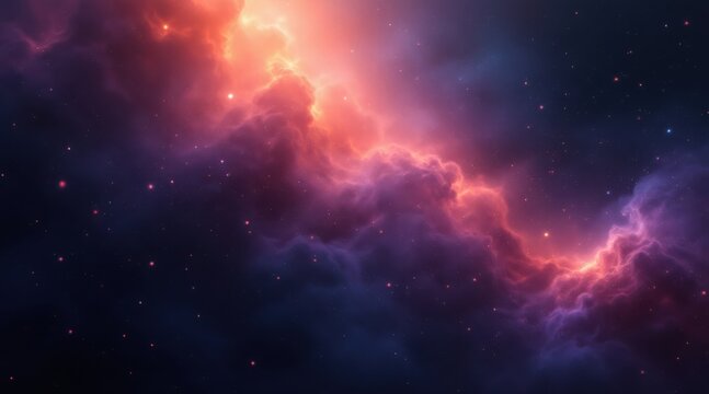 Cosmic nebula cloudscape with shining stars and ethereal glow