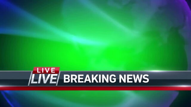 Green Screen breaking news lower third live and seamless looping scene 3 with distortion, overlay, glitch, static noise, scan lines on black background, 4k animated video loop