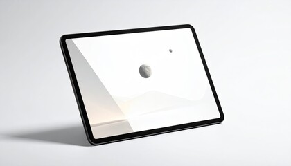 Tablet display with simple landscape and moon