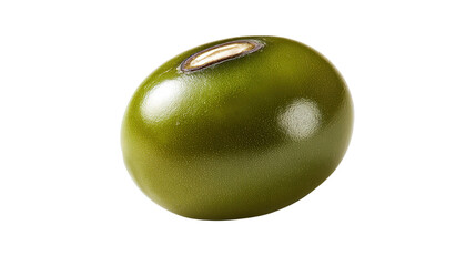 Single green mung bean shown in extreme detail isolated on a Transparent background, PNG file.