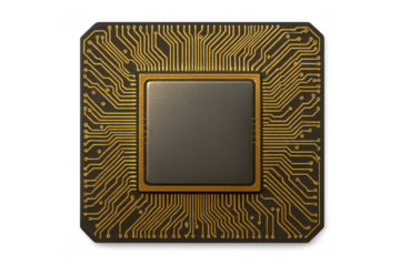 Microchip cpu central processing unit processing data on a circuit board, computer technology and electronic hardware