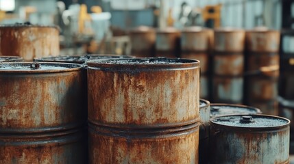 Rusty Metal Tanks Showing Corrosion And Deterioration Outdoors