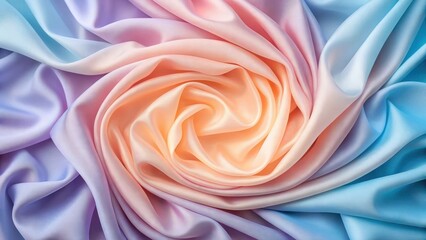 Vibrant ombre satin cloth in spiral shape with soft elegant folds.