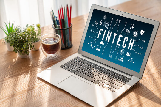 Fintech financial technology software for modish business to analyze marketing strategy