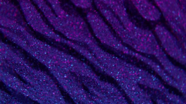 Blur visual glitter. Optical light. Defocused purple blue neon colorful zebra pattern black stripes circling on abstract background.