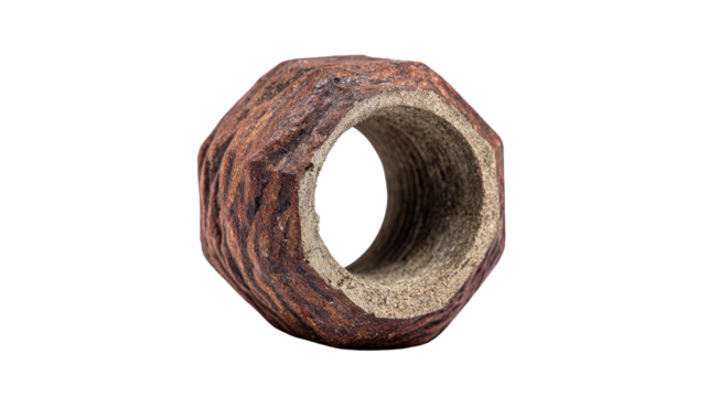 Single nut with hexagonal shape background isolated on a Transparent background, PNG file.