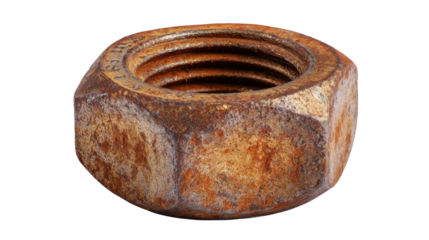 Single nut with hexagonal shape background isolated on a Transparent background, PNG file.