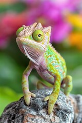 Chameleon adapting to business strategies a visual metaphor of adaptation in varied environments